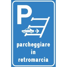 cartello parcheggiare in retromarcia